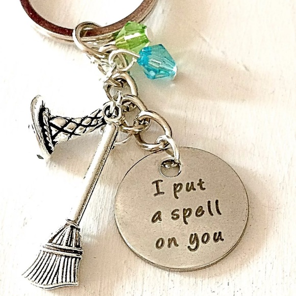 Personalized I Put a Spell on You Silver Keychain - Picture 2 of 3